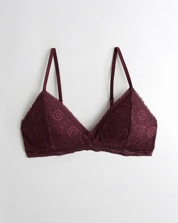 Bralette Hollister Donna Lace Trianglelette With Removable Pads Bordeaux Italia (541ZLWVM)
